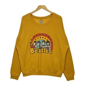 The Beatles Mustard Yellow Graphic Sweatshirt Womens 1X Crewneck Pullover
